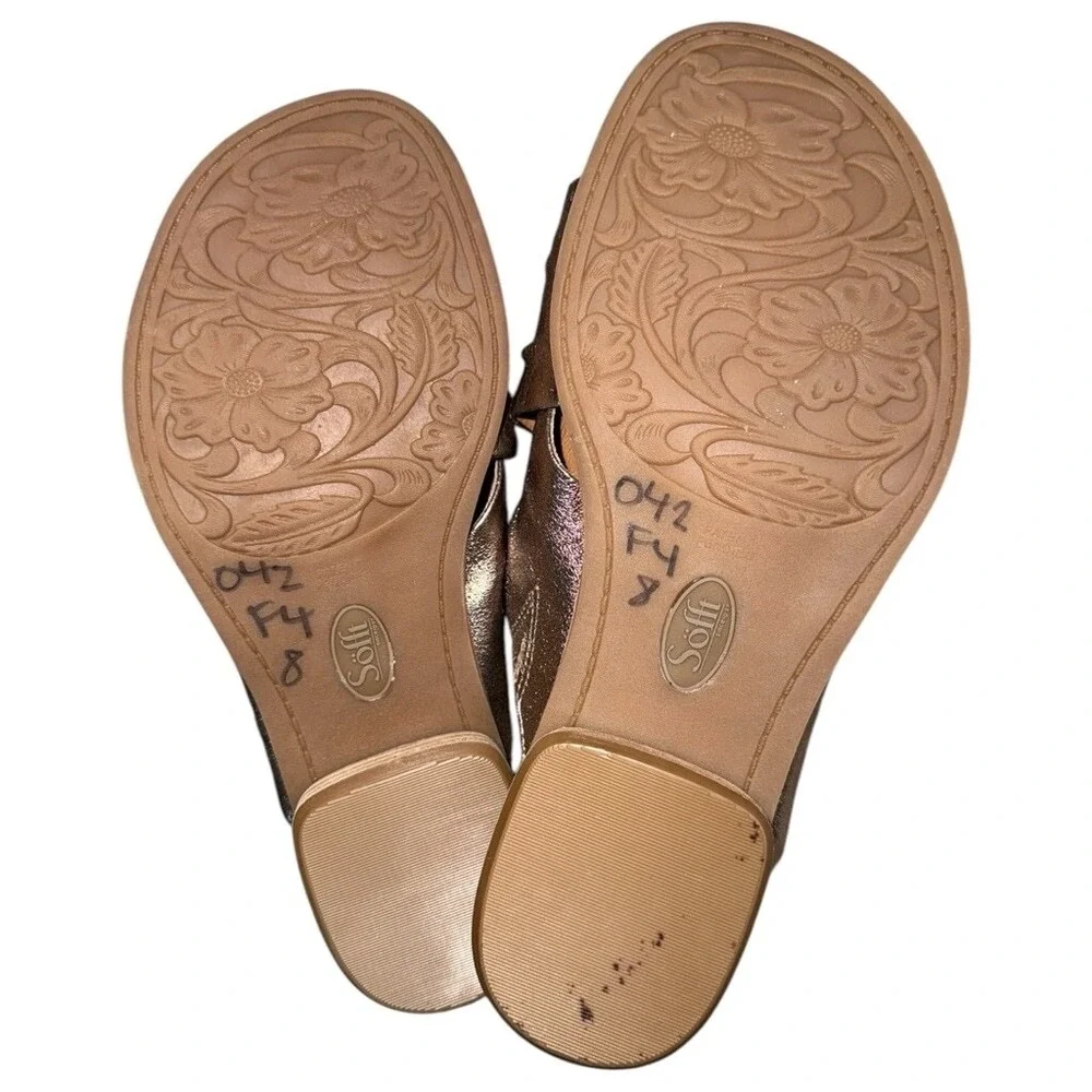 Sofft Womens Size 8 Gold Cross Strap‎ Flat Sandals